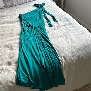 Gucci Teal One Shoulder Tie Front Dress